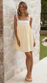 Lacey Mini Dress - Lemon