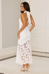 Soft Opulence Embroidered Halter Maxi Dress