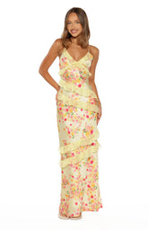 Inara Yellow Bloom Ruffle Maxi Dress