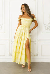 Secrets You Keep Off Shoulder Embroidered Maxi Dress
