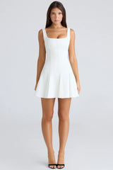 vintage ivory stretch crepe mini dress