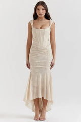 vintage cream floral maxi dress