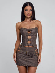 Rodeo Mini Skirt Chocolate