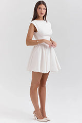 white open back mini dress