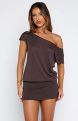Following My Instincts Mini Dress Chocolate